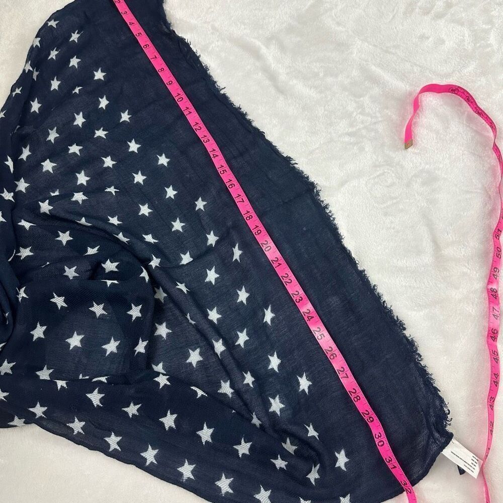 Gap Womens‎ Navy Blue White Star Print Viscose Wool Blend Frayed Edge Scarf - Picture 6 of 7